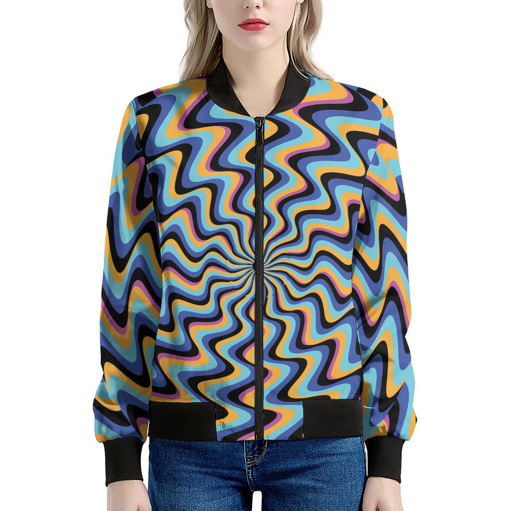 Psychedelic Illusory Motion Print Women's Bomber Jacket