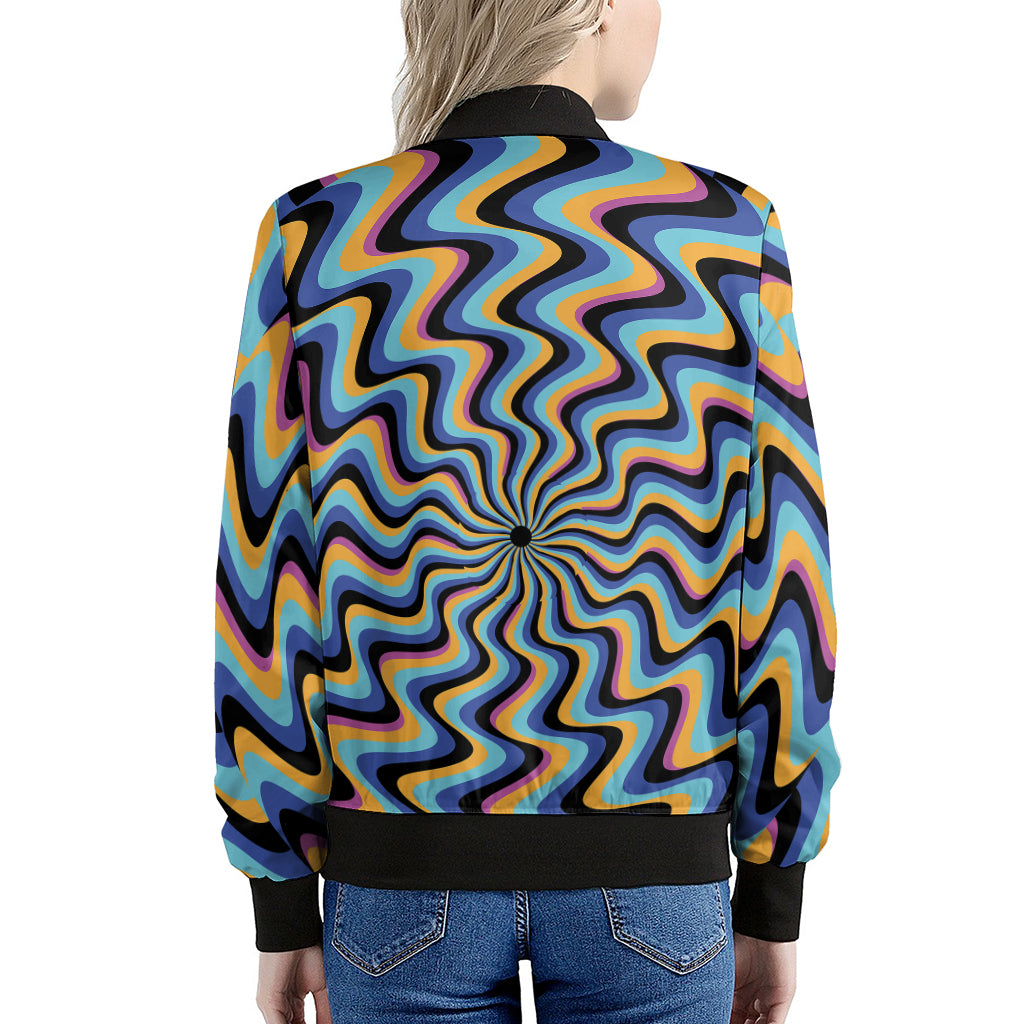 Psychedelic Illusory Motion Print Women's Bomber Jacket