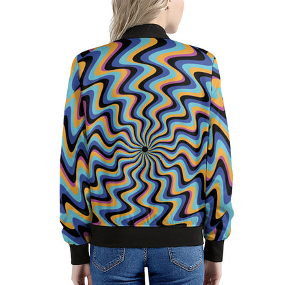 Psychedelic Illusory Motion Print Women's Bomber Jacket