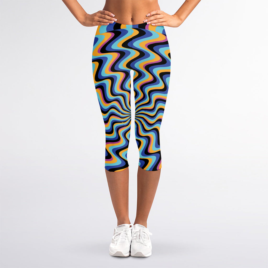Psychedelic Illusory Motion Print Women's Capri Leggings