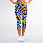 Psychedelic Illusory Motion Print Women's Capri Leggings
