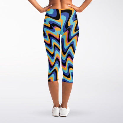 Psychedelic Illusory Motion Print Women's Capri Leggings