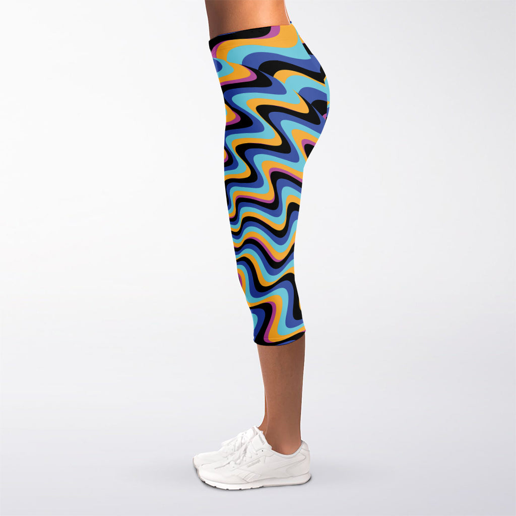 Psychedelic Illusory Motion Print Women's Capri Leggings