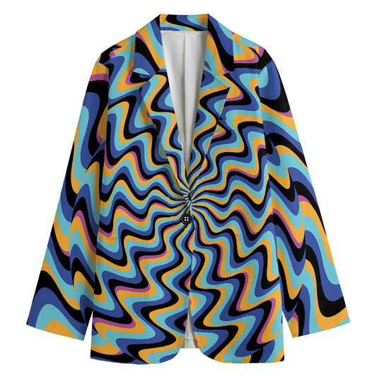 Psychedelic Illusory Motion Print Women's Cotton Blazer