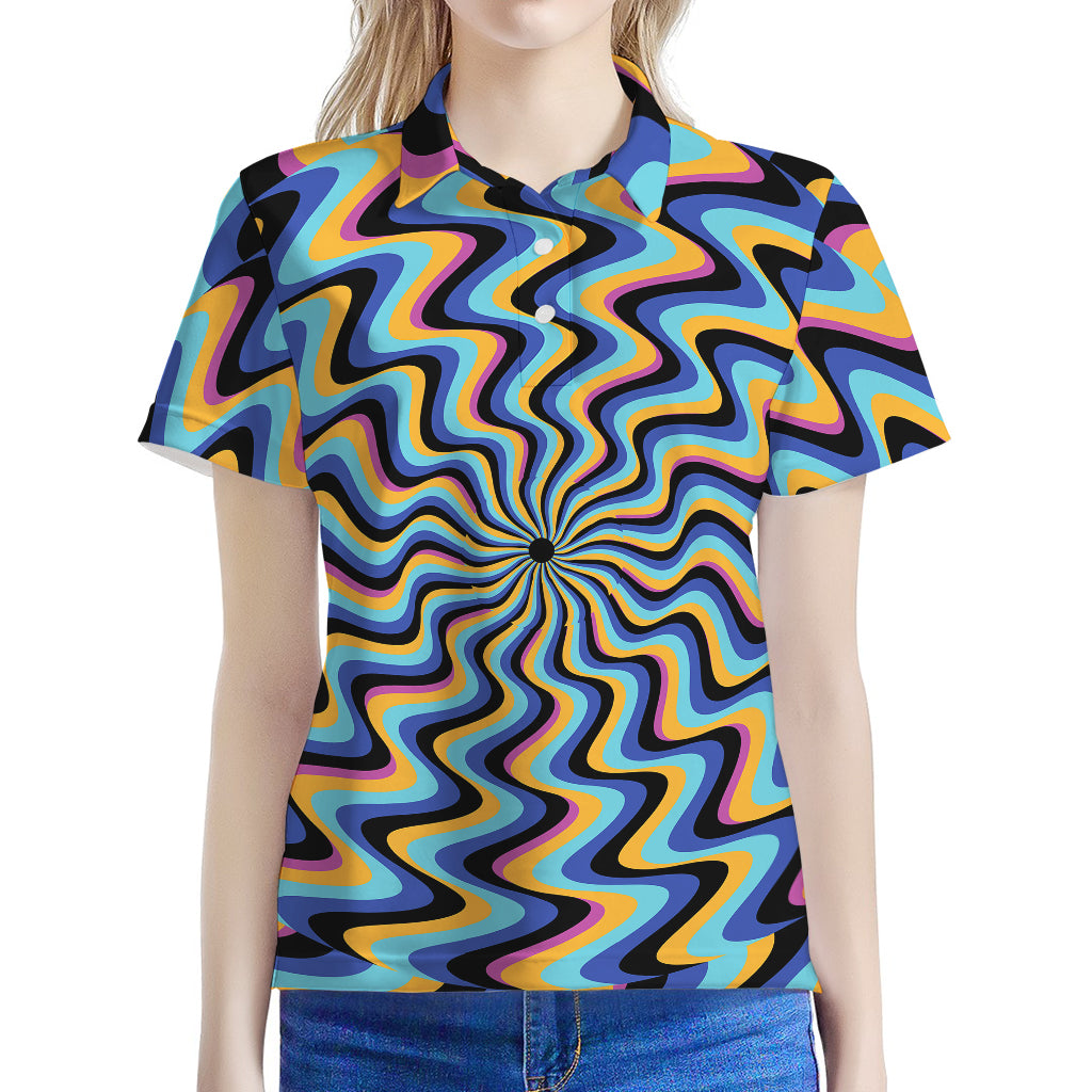 Psychedelic Illusory Motion Print Women's Polo Shirt