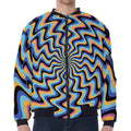 Psychedelic Illusory Motion Print Zip Sleeve Bomber Jacket