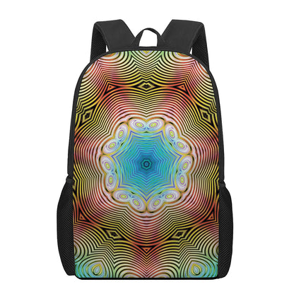 Psychedelic Kaleidoscope Print 17 Inch Backpack