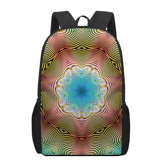 Psychedelic Kaleidoscope Print 17 Inch Backpack