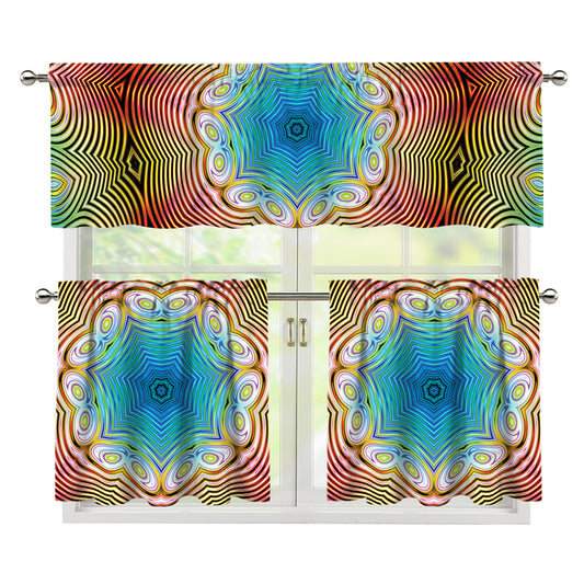 Psychedelic Kaleidoscope Print 3 Piece Kitchen Curtains