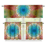 Psychedelic Kaleidoscope Print 3 Piece Kitchen Curtains