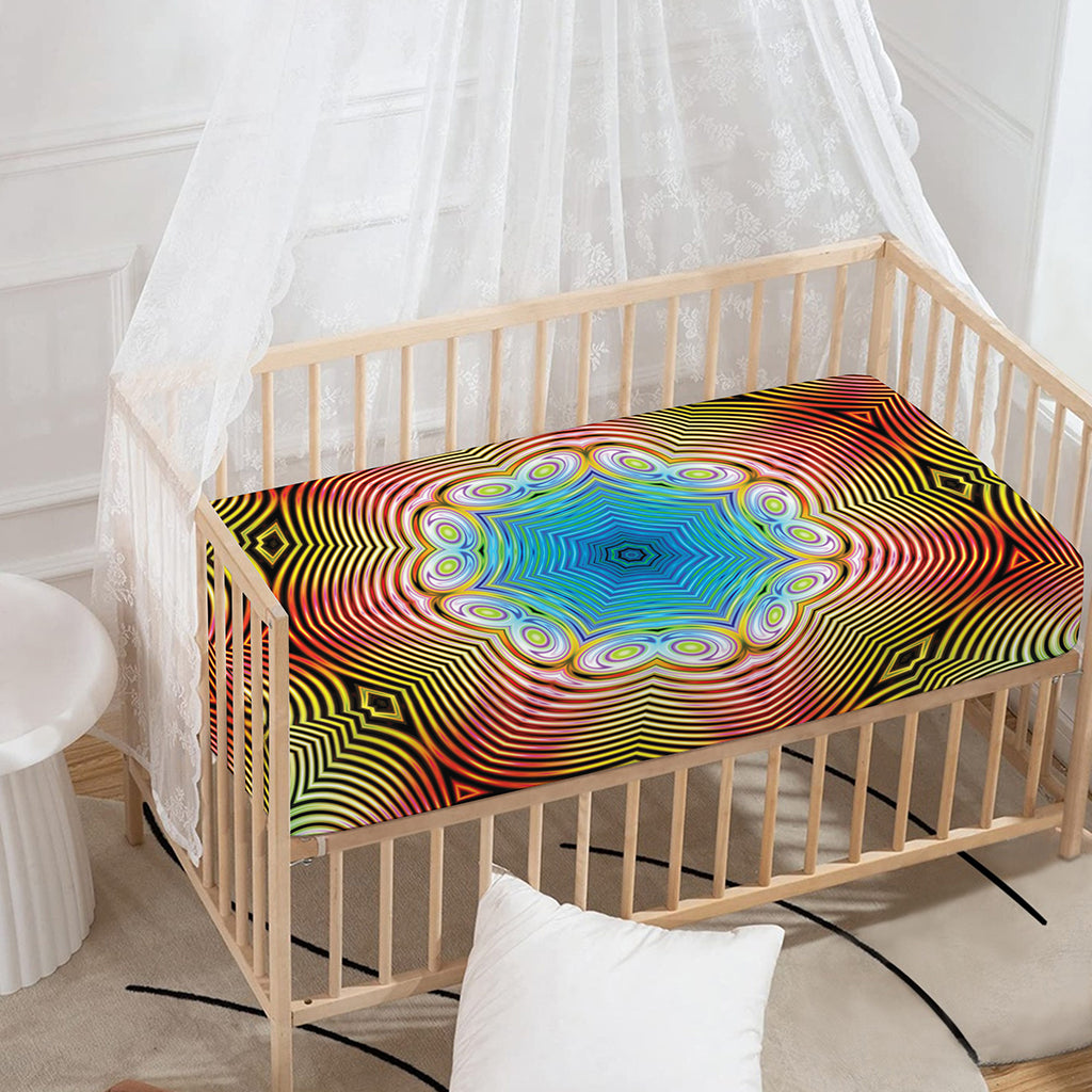 Psychedelic Kaleidoscope Print Baby Crib Sheet