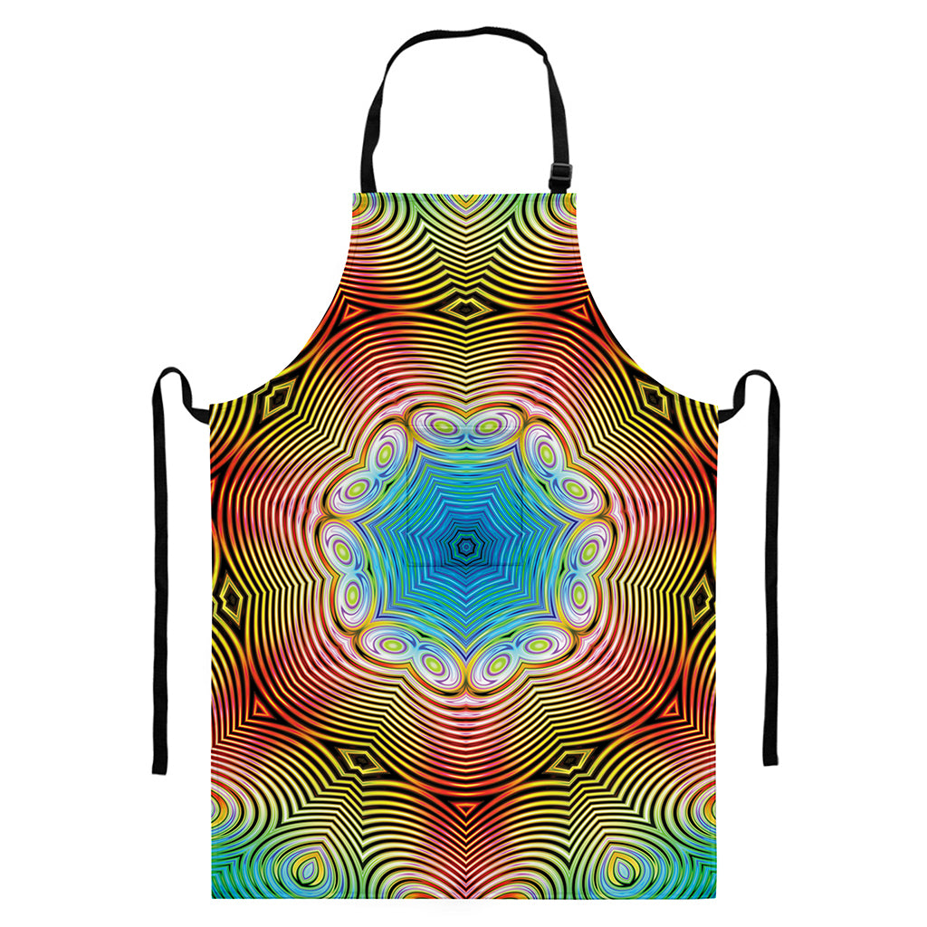 Psychedelic Kaleidoscope Print Bib Apron With Pocket