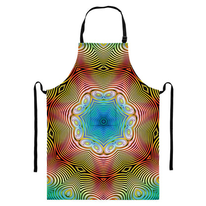Psychedelic Kaleidoscope Print Bib Apron With Pocket