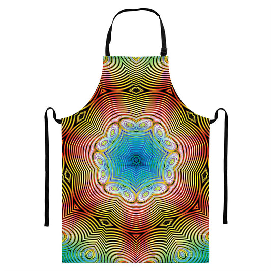 Psychedelic Kaleidoscope Print Bib Apron With Pocket