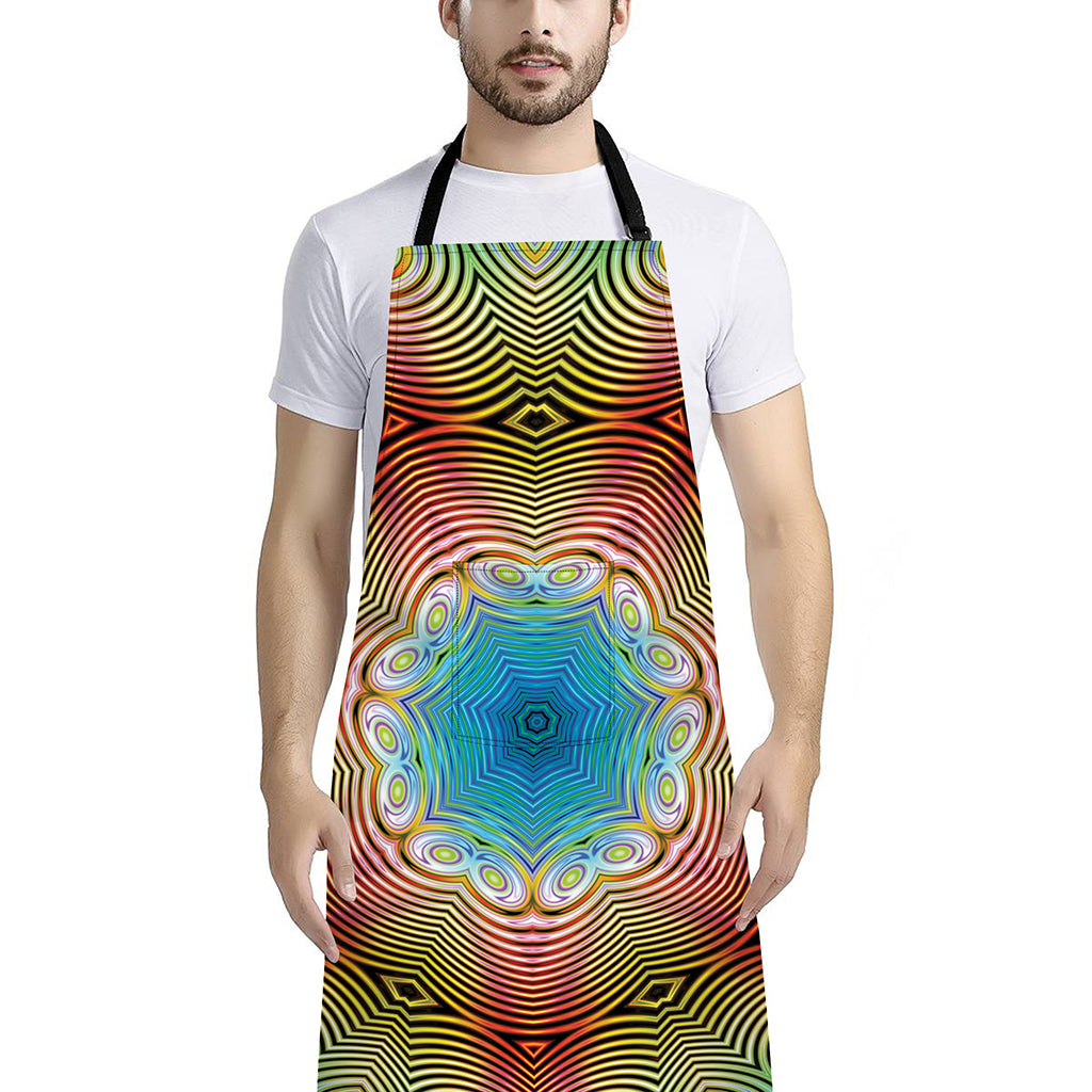Psychedelic Kaleidoscope Print Bib Apron With Pocket