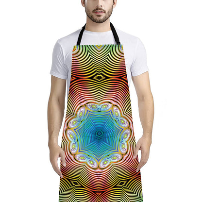 Psychedelic Kaleidoscope Print Bib Apron With Pocket