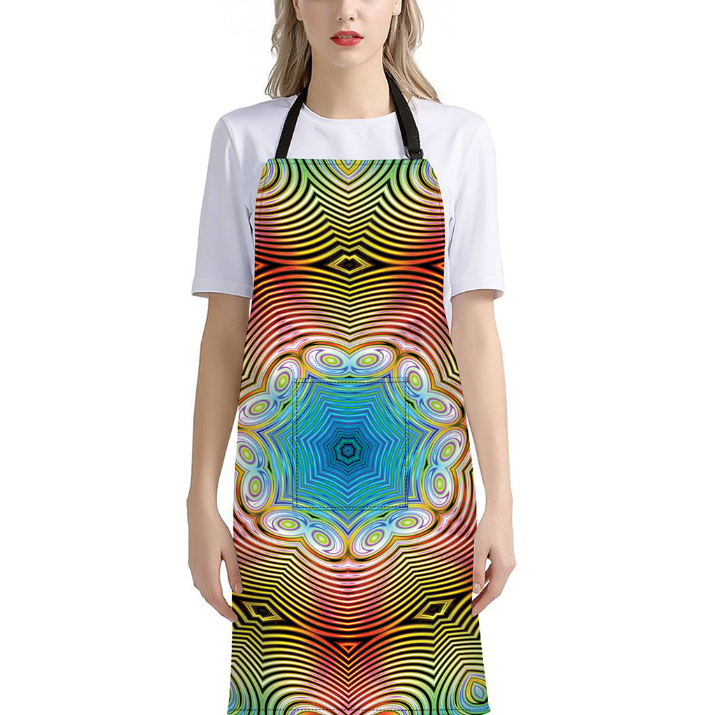 Psychedelic Kaleidoscope Print Bib Apron With Pocket