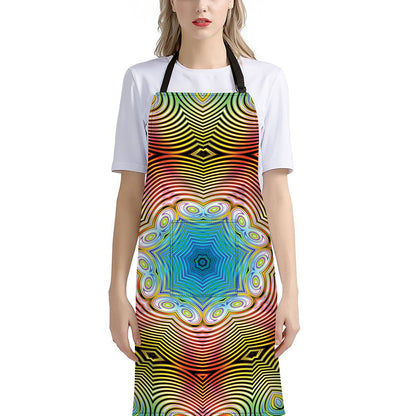 Psychedelic Kaleidoscope Print Bib Apron With Pocket