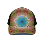 Psychedelic Kaleidoscope Print Black Mesh Trucker Cap