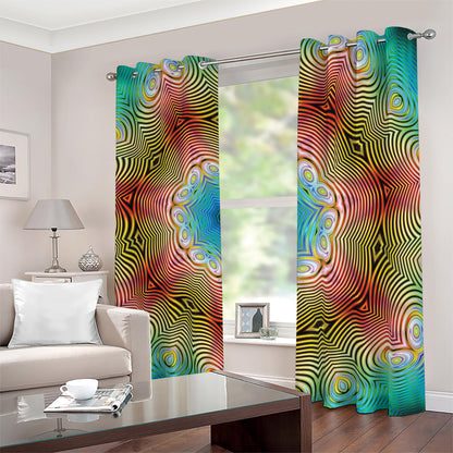 Psychedelic Kaleidoscope Print Blackout Grommet Curtains