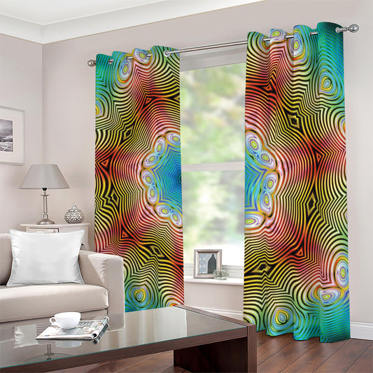 Psychedelic Kaleidoscope Print Blackout Grommet Curtains