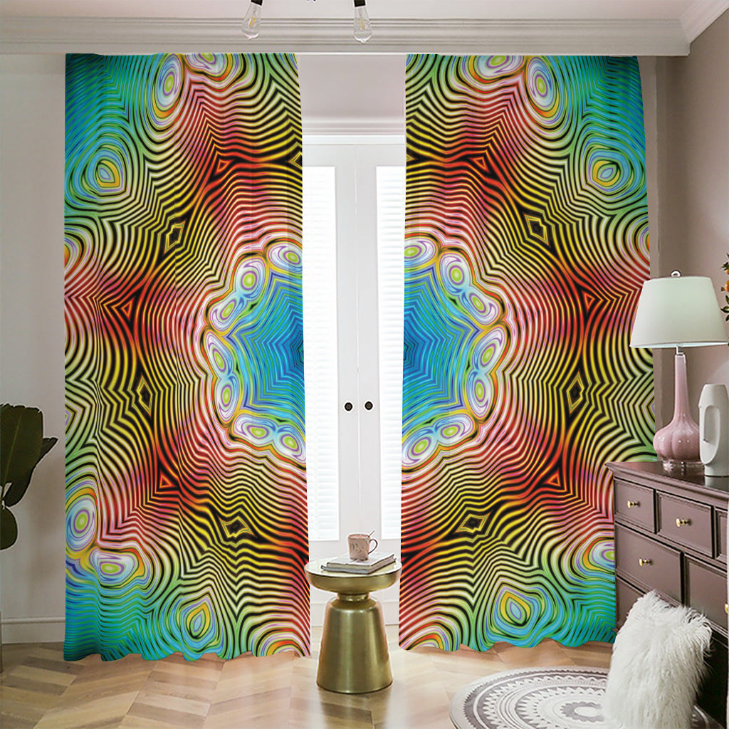 Psychedelic Kaleidoscope Print Blackout Pencil Pleat Curtains