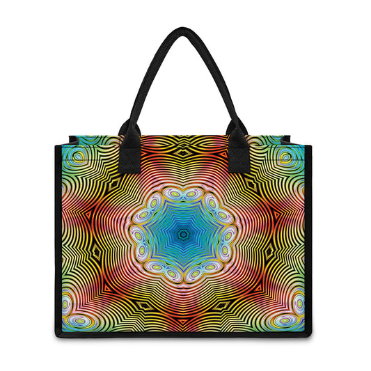 Psychedelic Kaleidoscope Print Canvas Tote Bag