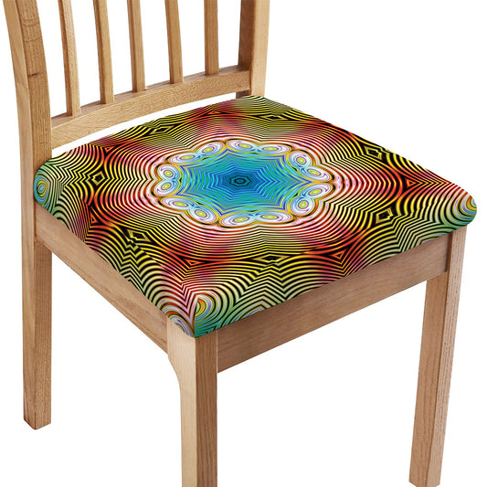 Psychedelic Kaleidoscope Print Chair Cushion Cover
