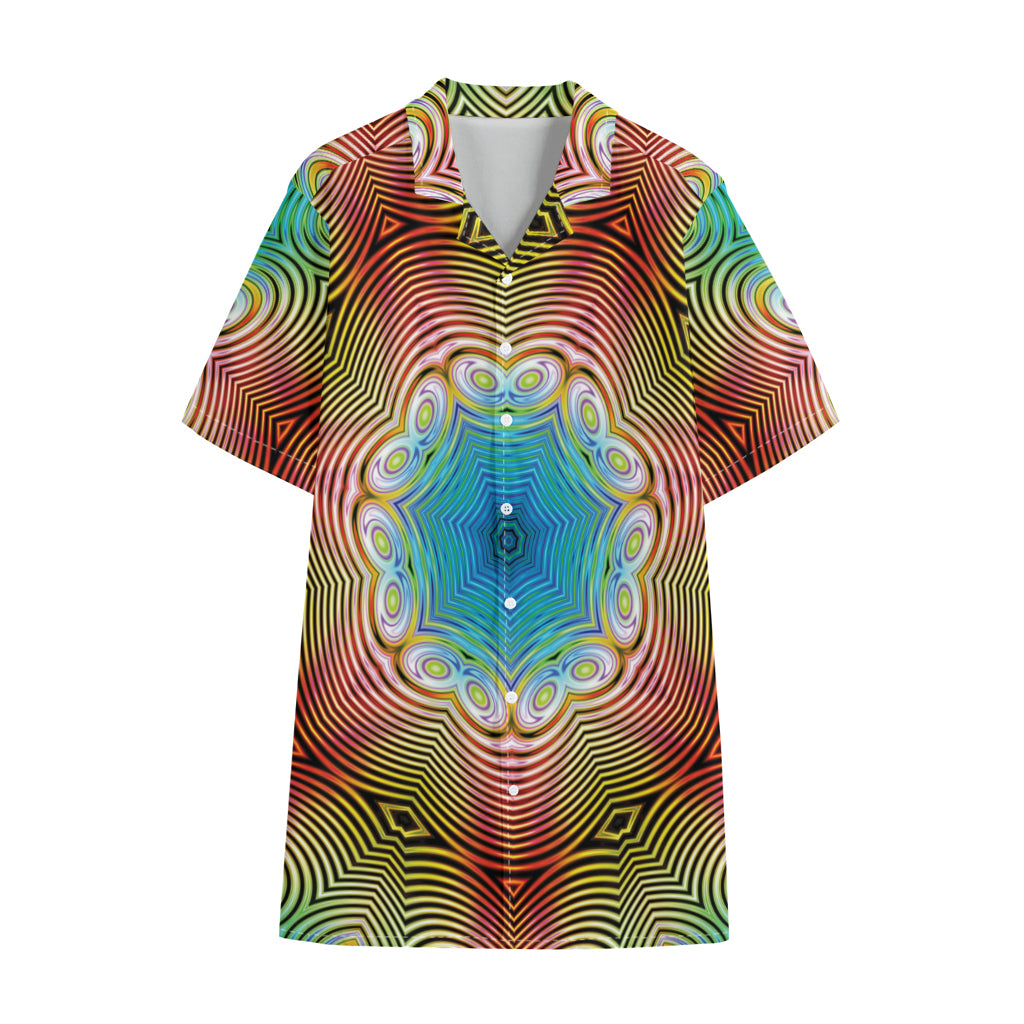 Psychedelic Kaleidoscope Print Cotton Hawaiian Shirt