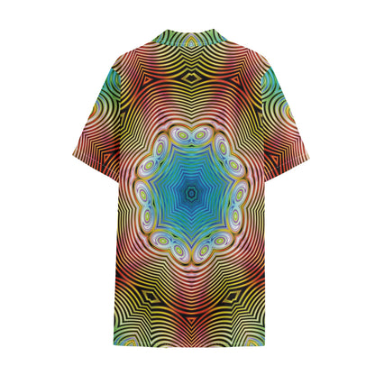 Psychedelic Kaleidoscope Print Cotton Hawaiian Shirt