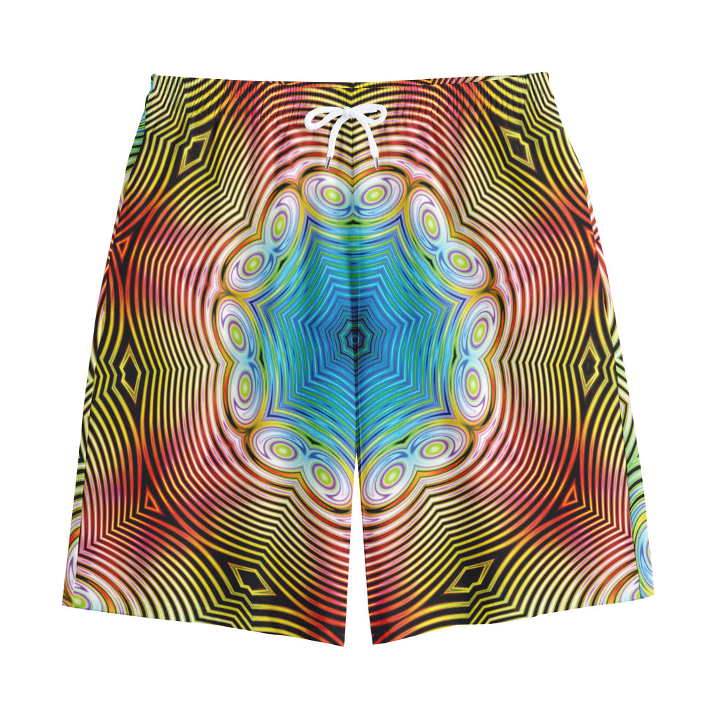 Psychedelic Kaleidoscope Print Cotton Shorts