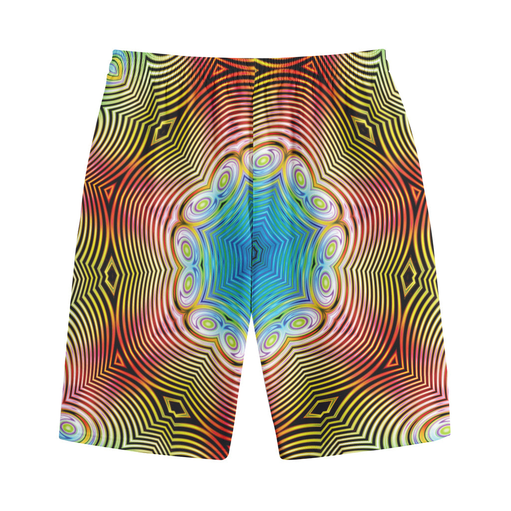 Psychedelic Kaleidoscope Print Cotton Shorts