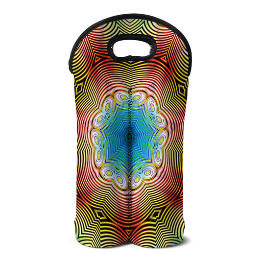 Psychedelic Kaleidoscope Print Double Neoprene Wine Tote
