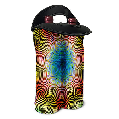 Psychedelic Kaleidoscope Print Double Neoprene Wine Tote