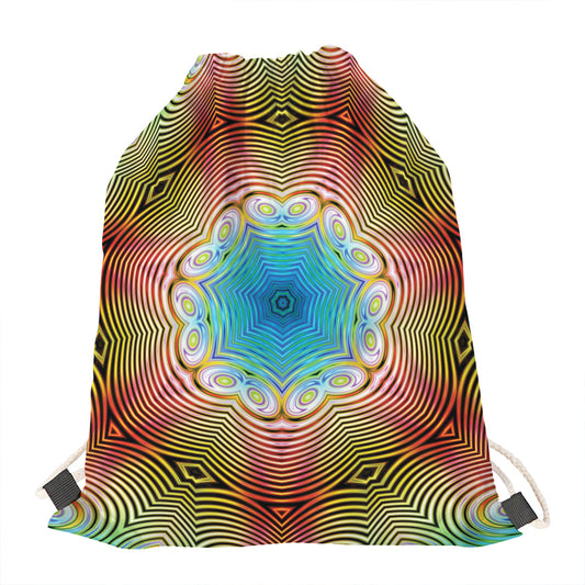 Psychedelic Kaleidoscope Print Drawstring Bag