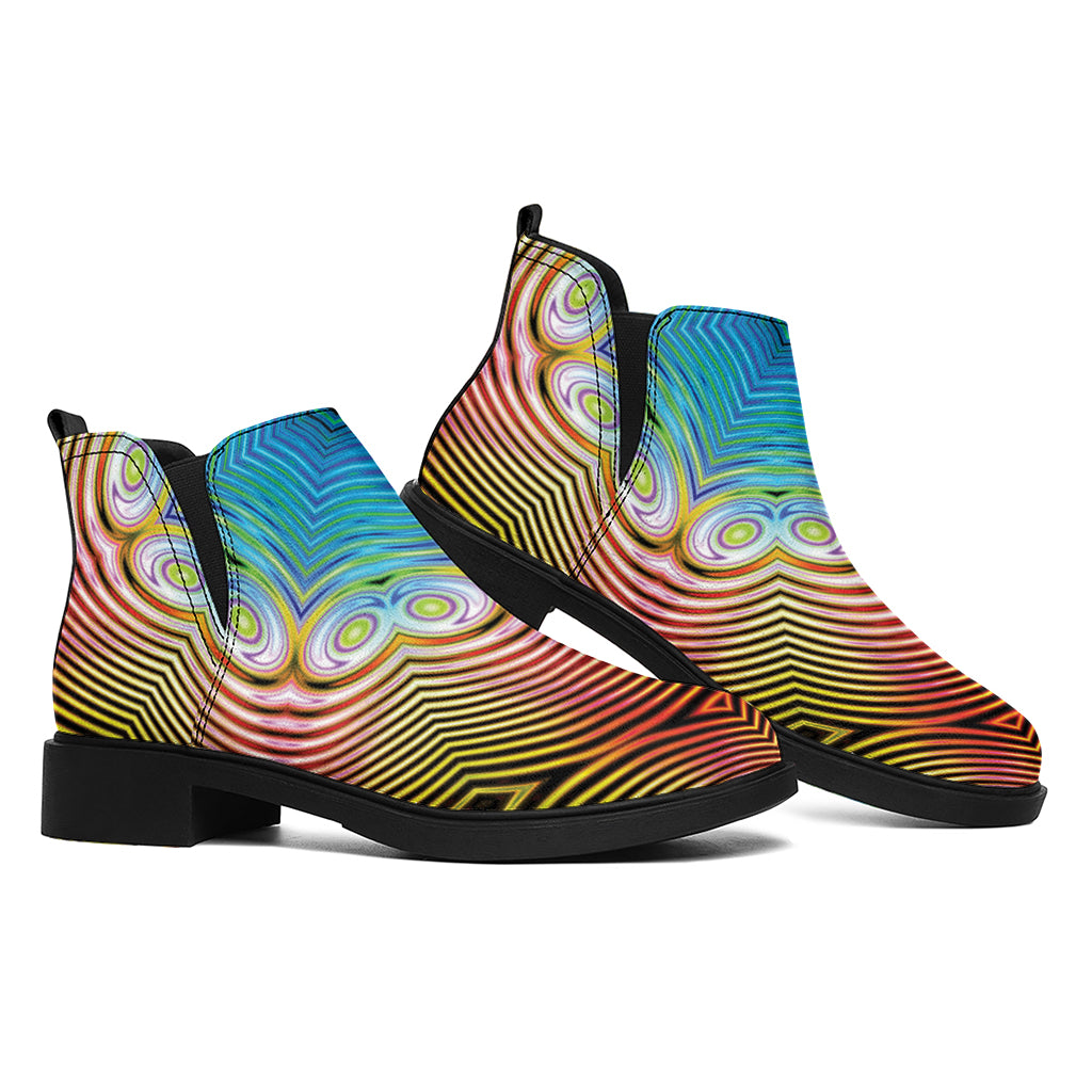 Psychedelic Kaleidoscope Print Flat Ankle Boots