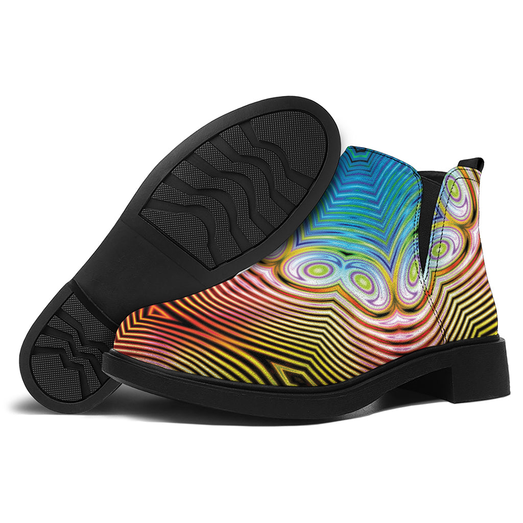 Psychedelic Kaleidoscope Print Flat Ankle Boots