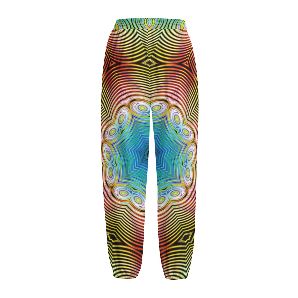 Psychedelic Kaleidoscope Print Fleece Lined Knit Pants