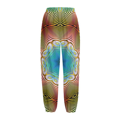 Psychedelic Kaleidoscope Print Fleece Lined Knit Pants