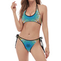 Psychedelic Kaleidoscope Print Halter Scoop Tie Side Bikini