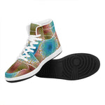 Psychedelic Kaleidoscope Print High Top Leather Sneakers