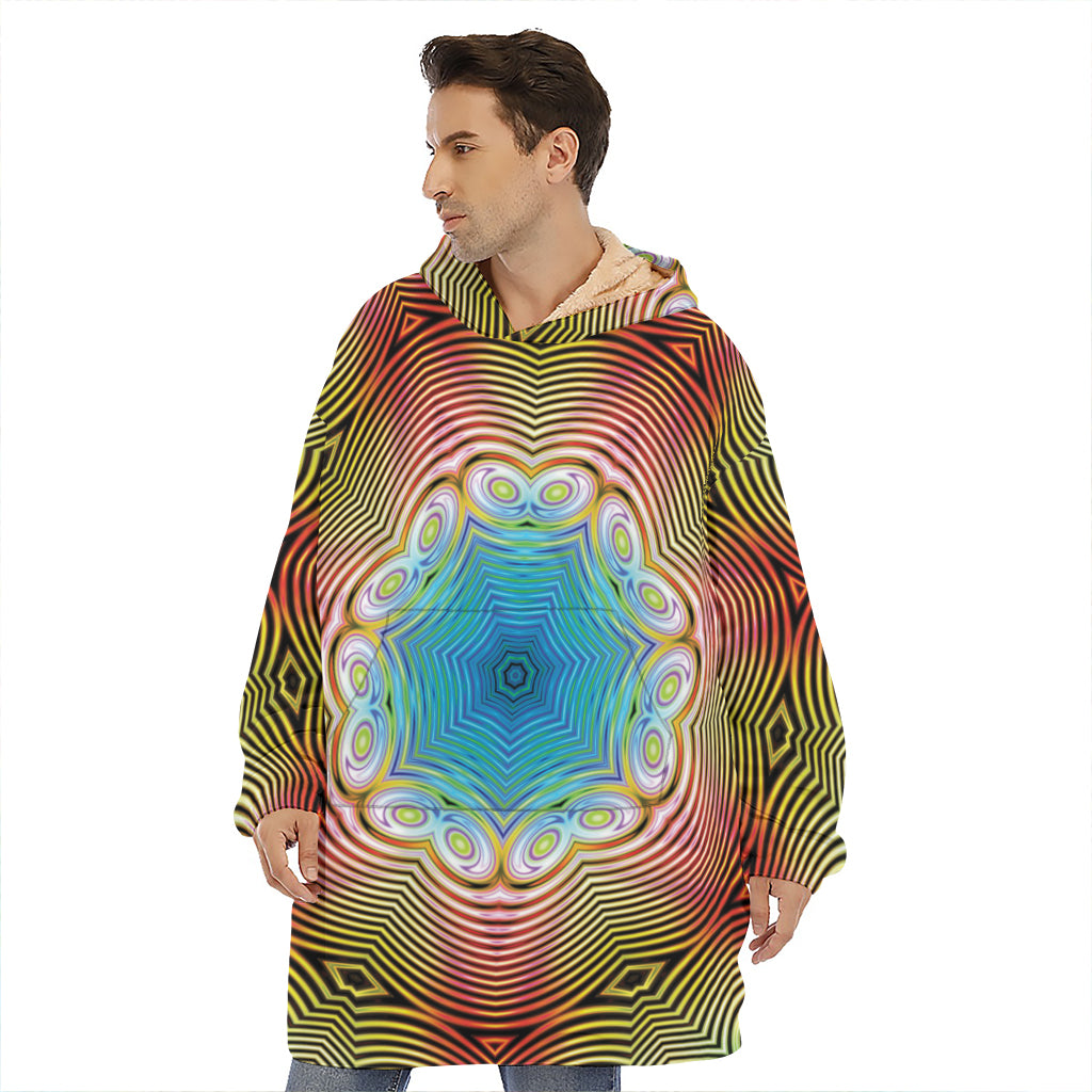 Psychedelic Kaleidoscope Print Hoodie Blanket