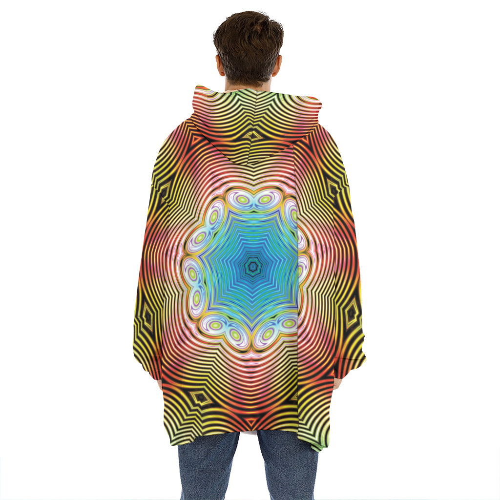 Psychedelic Kaleidoscope Print Hoodie Blanket