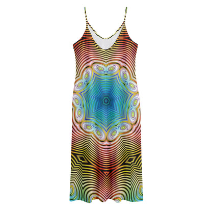 Psychedelic Kaleidoscope Print Jersey Midi Cami Dress