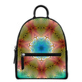 Psychedelic Kaleidoscope Print Leather Backpack