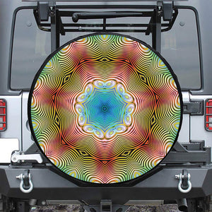 Psychedelic Kaleidoscope Print Leather Spare Tire Cover