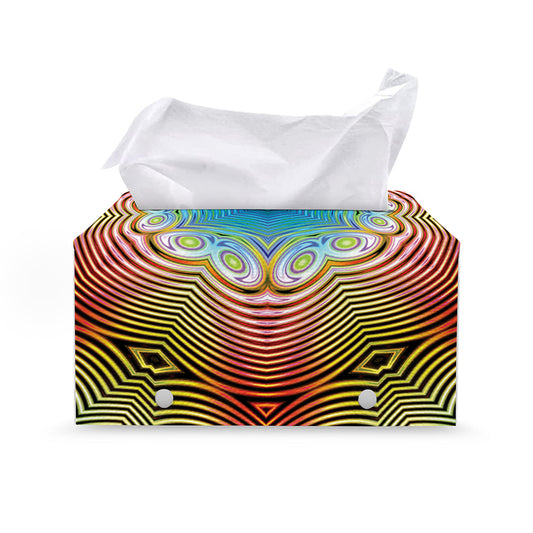 Psychedelic Kaleidoscope Print Leather Tissue Box Cover