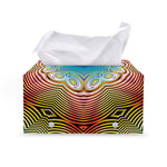 Psychedelic Kaleidoscope Print Leather Tissue Box Cover