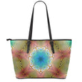 Psychedelic Kaleidoscope Print Leather Tote Bag With Zipper