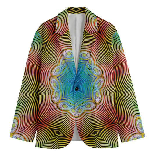 Psychedelic Kaleidoscope Print Men's Cotton Blazer